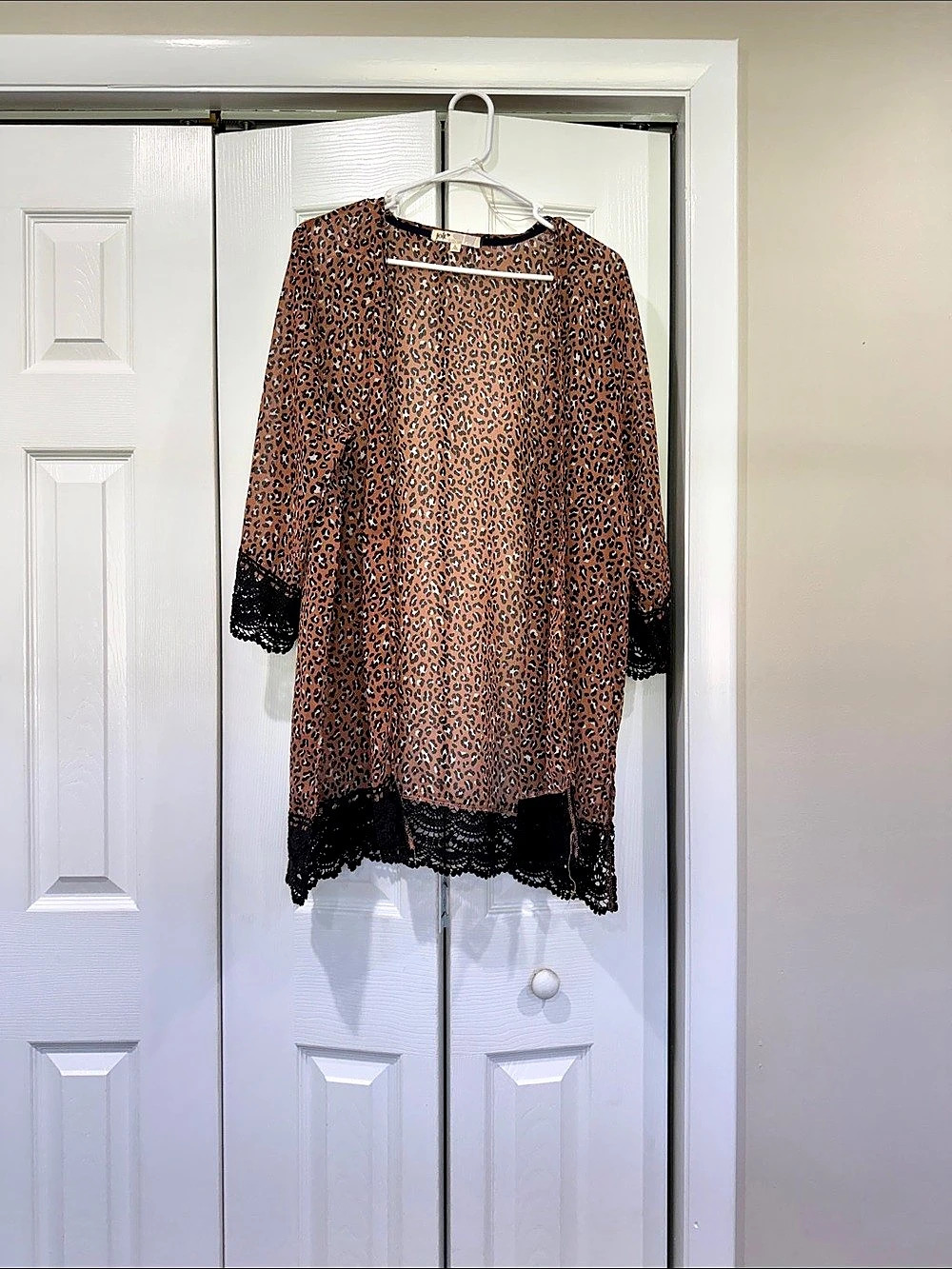 Animal Print Lace Trim Mini Dress Like New